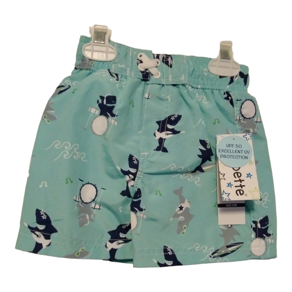 Toddler UPF 50+ Sun Protection Shark Swim Trunks NWT 24M